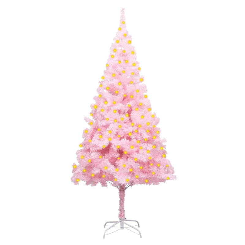 Artificial Pre-lit Christmas Tree with Stand Pink 180 cm PVC Payday Deals