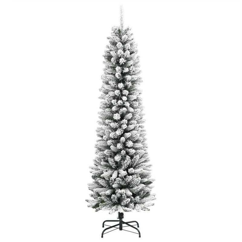 Artificial Slim Christmas Tree with Flocked Snow 180 cm PVC&PE Payday Deals