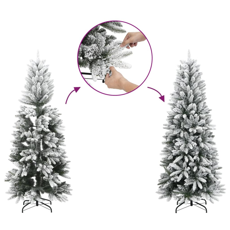 Artificial Slim Christmas Tree with Flocked Snow 180 cm PVC&PE Payday Deals