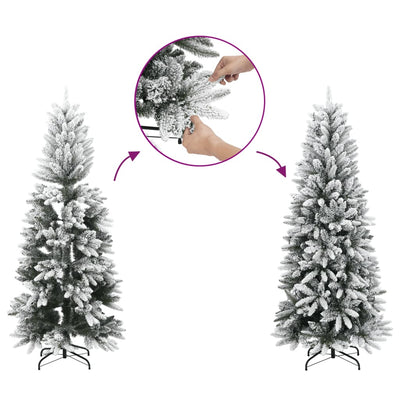 Artificial Slim Christmas Tree with Flocked Snow 210 cm PVC&PE Payday Deals