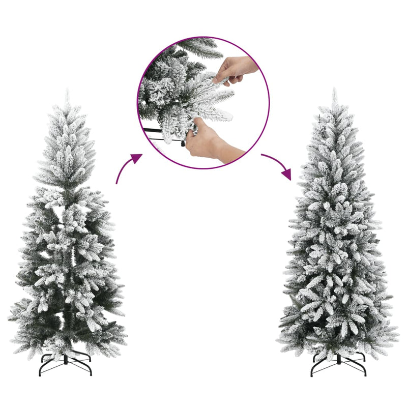 Artificial Slim Christmas Tree with Flocked Snow 210 cm PVC&PE Payday Deals