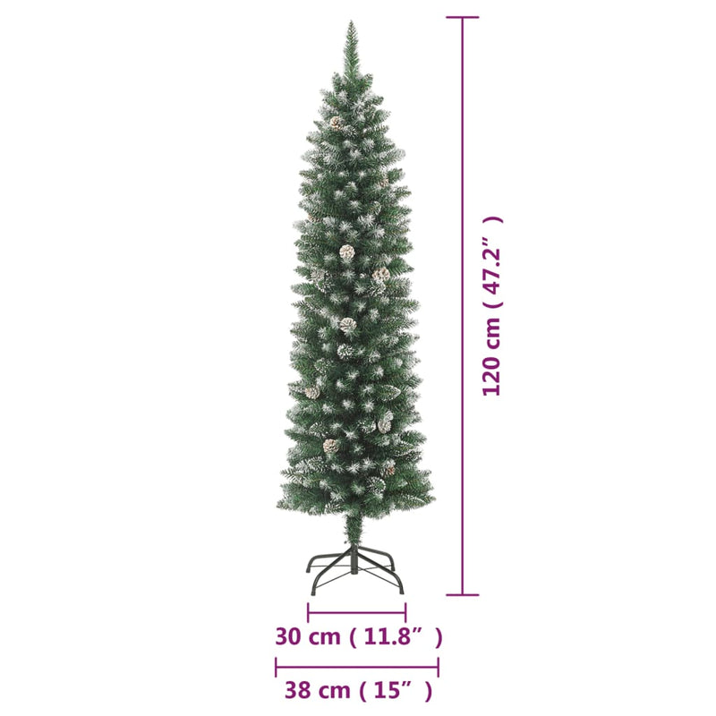 Artificial Slim Christmas Tree with Stand 120 cm PVC Payday Deals