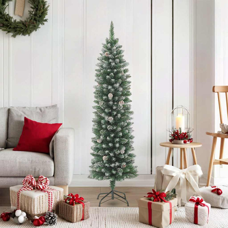 Artificial Slim Christmas Tree with Stand 180 cm PVC Payday Deals