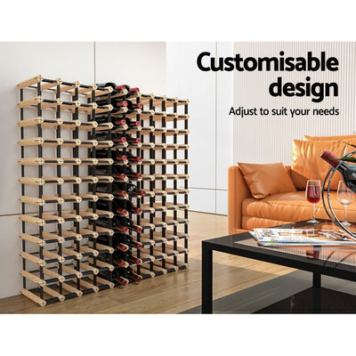 Artiss 120 Bottle Wine Rack Timber Wooden Storage Wall Racks Organiser Cellar Payday Deals