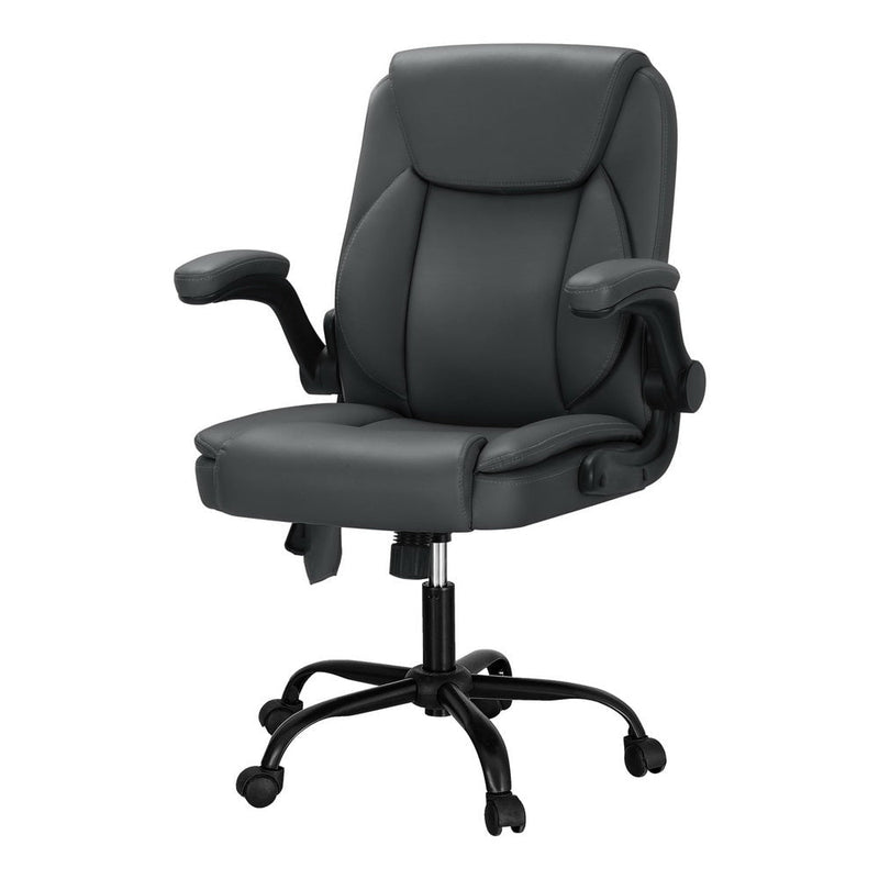 Artiss 2 Point Massage Office Chair Leather Mid Back Grey Payday Deals