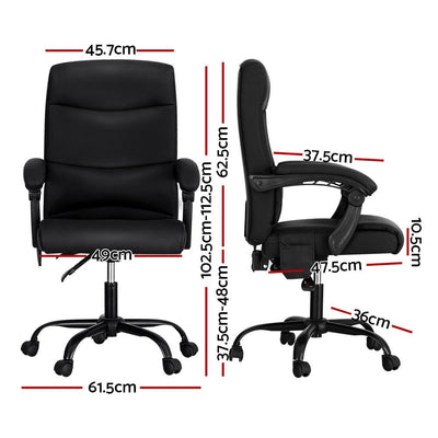 Artiss 2 Point Massage Office Chair PU Leather Black Payday Deals