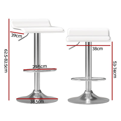 Artiss 2x Bar Stools Faux Leather Chair White Payday Deals