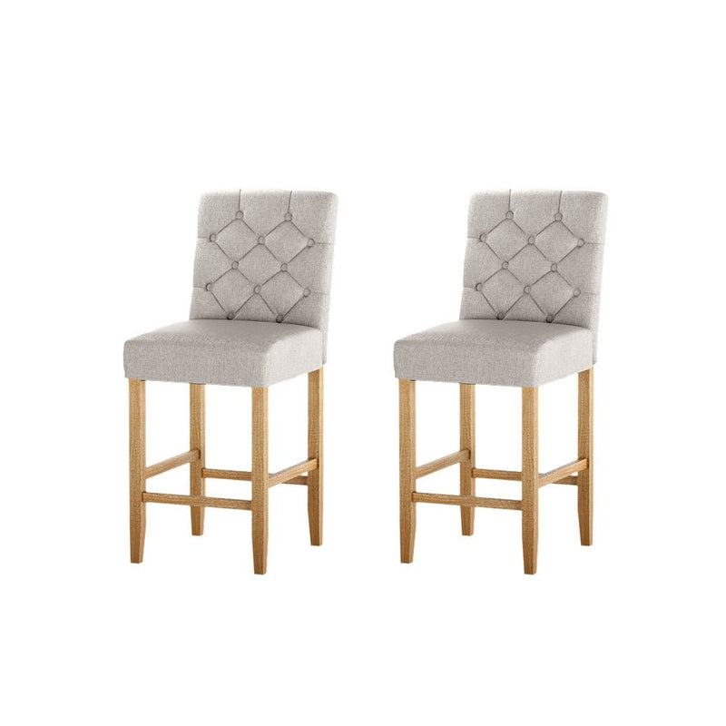 Artiss 2x Bar Stools Linen Upholstered Chairs Payday Deals