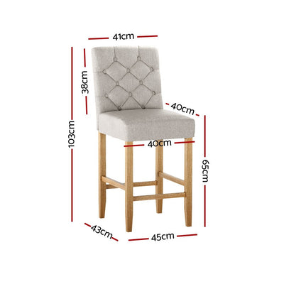 Artiss 2x Bar Stools Linen Upholstered Chairs Payday Deals