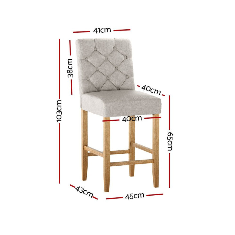 Artiss 2x Bar Stools Linen Upholstered Chairs Payday Deals