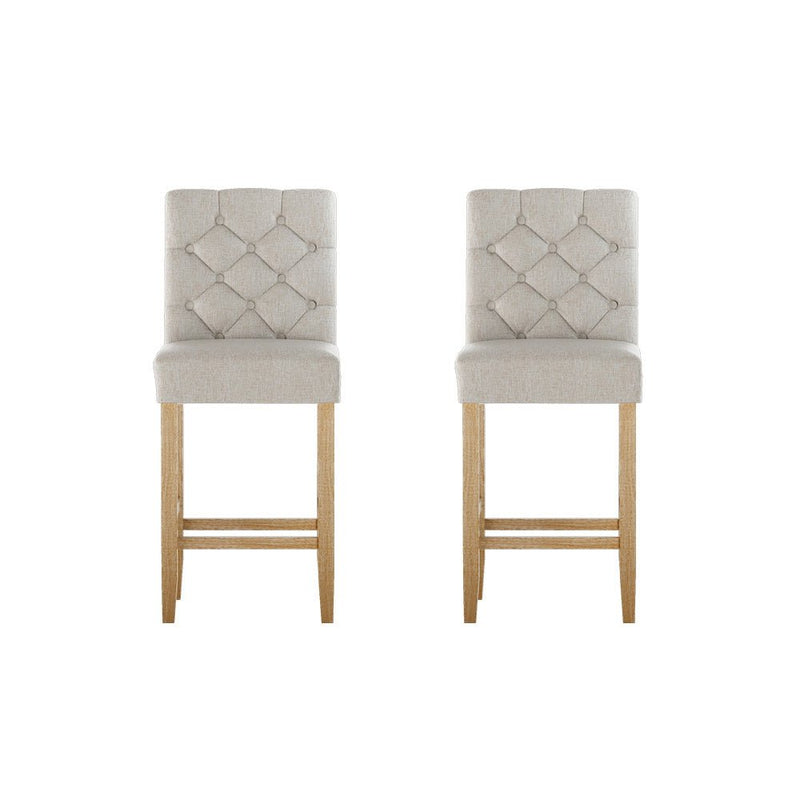 Artiss 2x Bar Stools Linen Upholstered Chairs Payday Deals