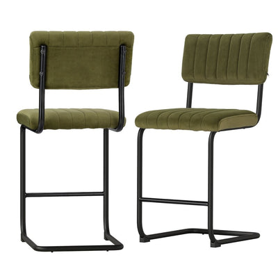 Artiss 2x Bar Stools Velvet Chairs Green Payday Deals
