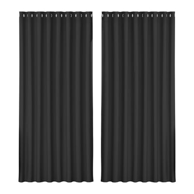 Artiss 2X Blockout Curtains Blackout Window Curtain Eyelet 300x230cm Black