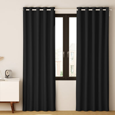 Artiss 2X Blockout Curtains Blackout Window Curtain Eyelet 300x230cm Black Payday Deals