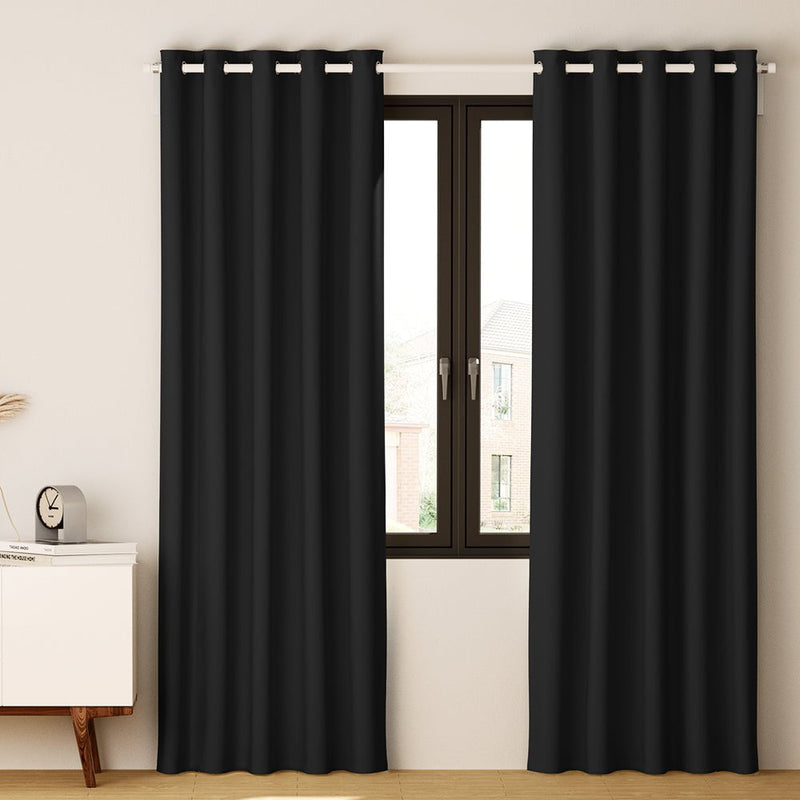 Artiss 2X Blockout Curtains Blackout Window Curtain Eyelet 300x230cm Black Payday Deals