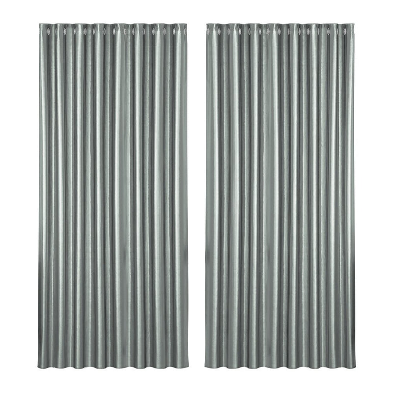 Artiss 2X Blockout Curtains Blackout Window Curtain Eyelet 300x230cm Grey Payday Deals