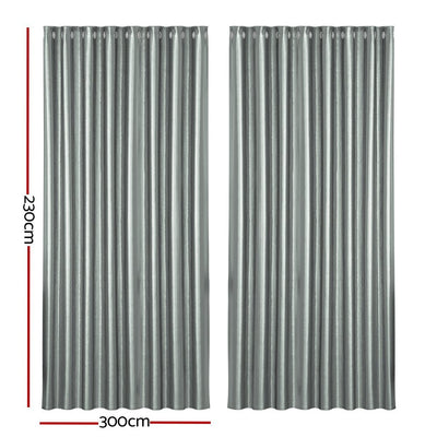 Artiss 2X Blockout Curtains Blackout Window Curtain Eyelet 300x230cm Grey Payday Deals