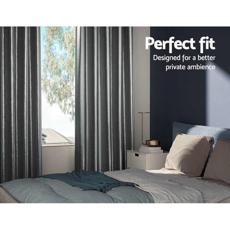 Artiss 2X Blockout Curtains Blackout Window Curtain Eyelet 300x230cm Grey Payday Deals