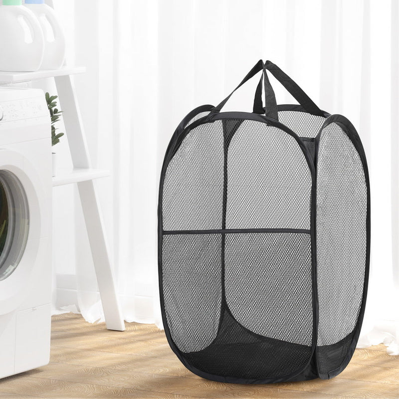 Artiss 2X Laundry Basket Hamper Foldable Black Payday Deals