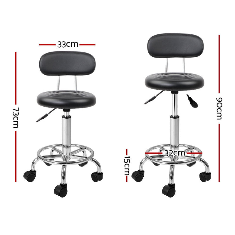 Artiss 2X Salon Stool Swivel Backrest Chair Barber Hairdressing Hydraulic Height Payday Deals
