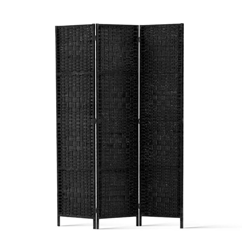 Artiss 3 Panel Room Divider Screen 123x170cm Woven Black Payday Deals