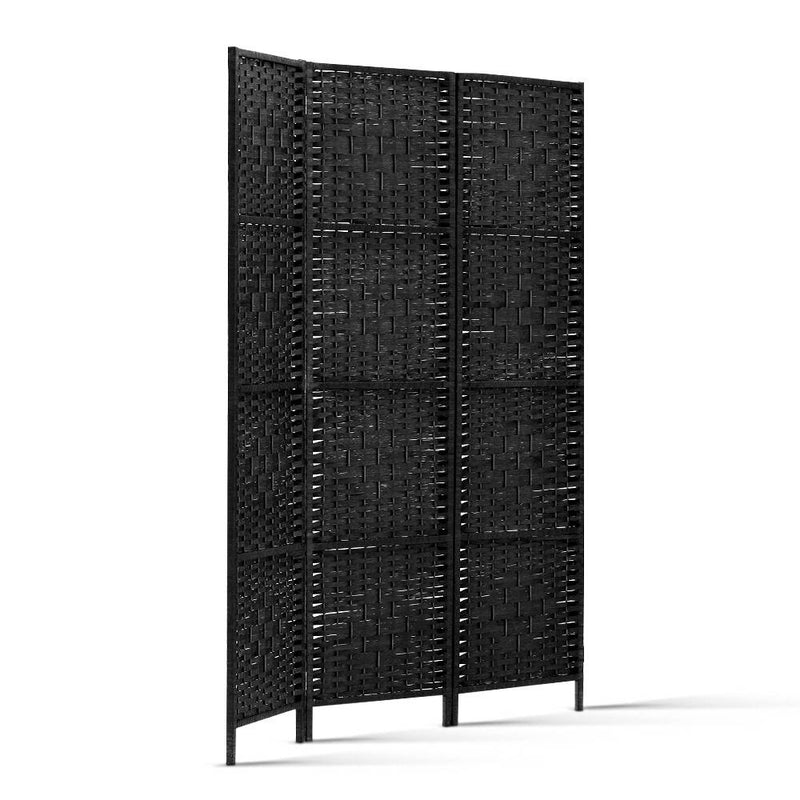 Artiss 3 Panel Room Divider Screen 123x170cm Woven Black Payday Deals