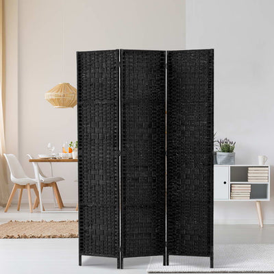 Artiss 3 Panel Room Divider Screen 123x170cm Woven Black Payday Deals