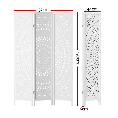 Artiss 3 Panel Room Divider Screen 132x170cm Circle White Payday Deals