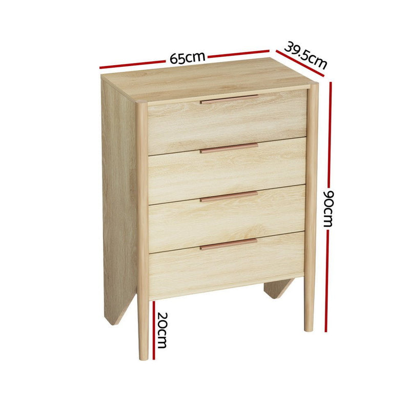 Artiss 4 Chest of Drawers - INEZ Oak Payday Deals