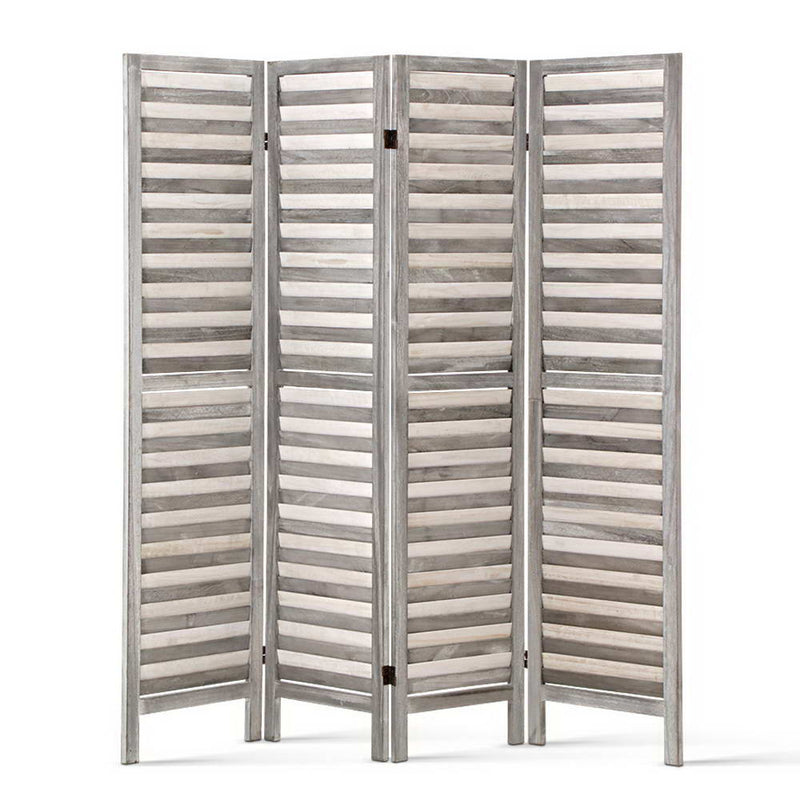 Artiss 4 Panel Room Divider Screen 163x170cm Louver Grey Payday Deals