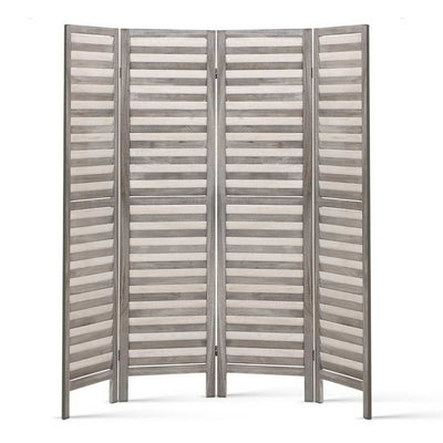 Artiss 4 Panel Room Divider Screen 163x170cm Louver Grey Payday Deals