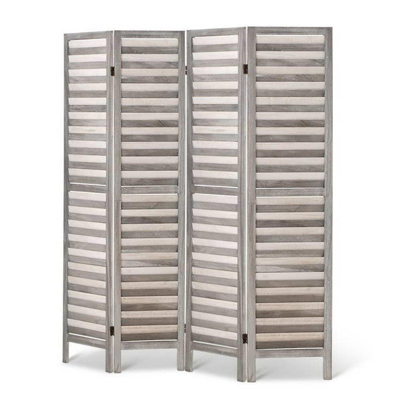 Artiss 4 Panel Room Divider Screen 163x170cm Louver Grey Payday Deals