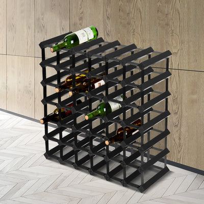 Artiss 42 Bottle Wine Rack Timber Wooden Storage Holders Cellar Black Payday Deals