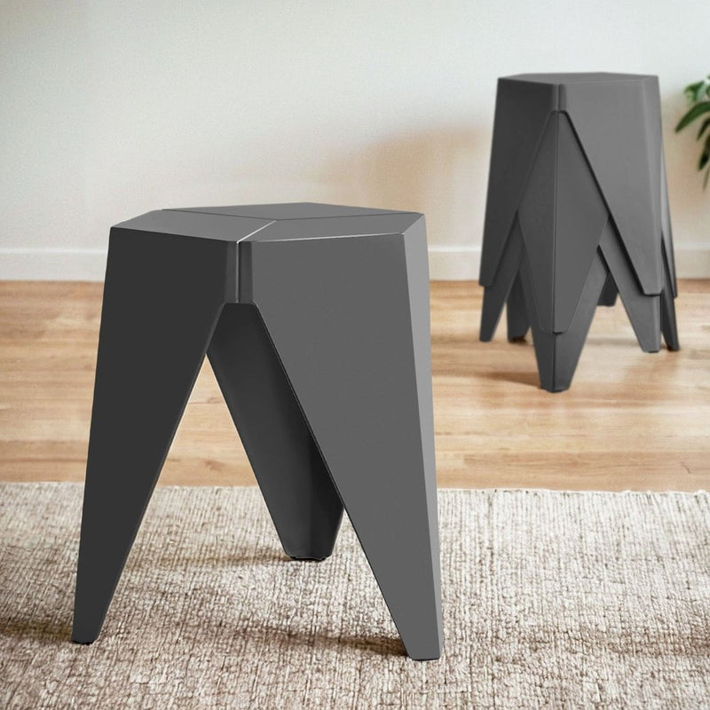 Artiss 4PC Puzzle Stool Bar Stools Stackable Grey Payday Deals