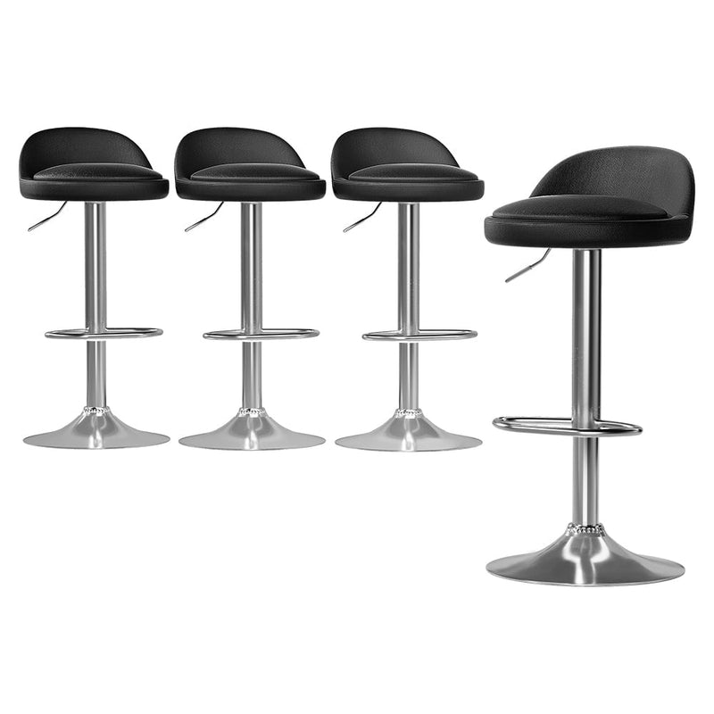 Artiss 4x Bar Stools PU Leather Gas Lift Black Payday Deals