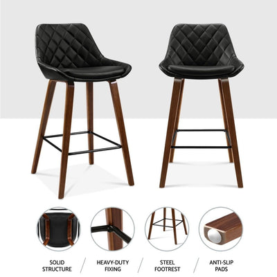 Artiss 4x Bar Stools PU Seat Wooden Payday Deals