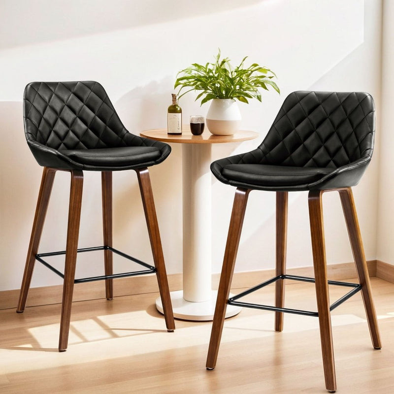 Artiss 4x Bar Stools PU Seat Wooden Payday Deals