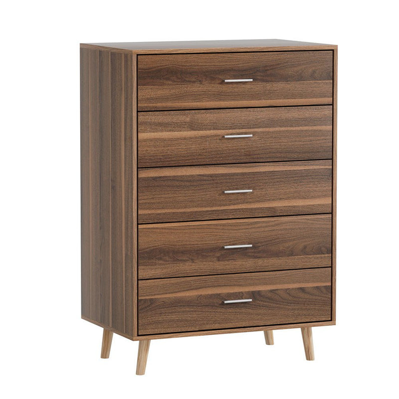 Artiss 5 Chest of Drawers - MIRI Walnut Payday Deals