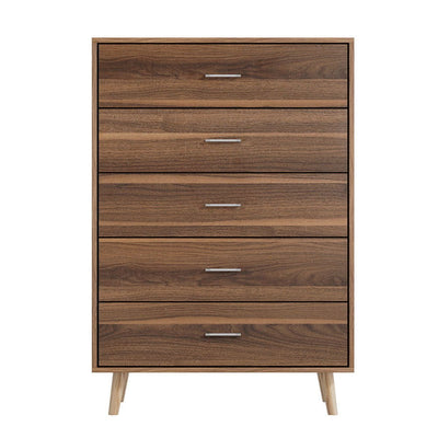 Artiss 5 Chest of Drawers - MIRI Walnut Payday Deals