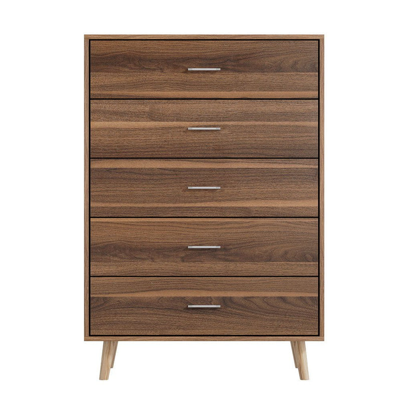 Artiss 5 Chest of Drawers - MIRI Walnut Payday Deals