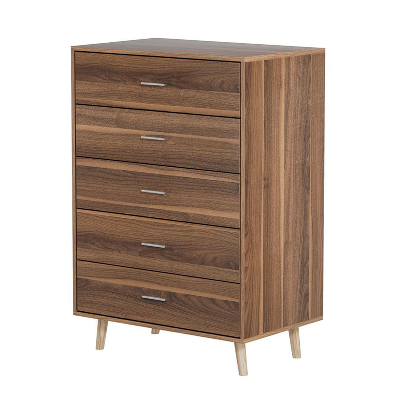 Artiss 5 Chest of Drawers - MIRI Walnut Payday Deals