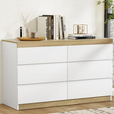 Artiss 6 Chest of Drawers Cabinet Dresser Table Tallboy Storage Bedroom White Payday Deals