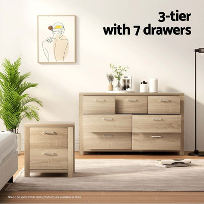 Artiss 7 Chest of Drawers - MAXI Pine Payday Deals