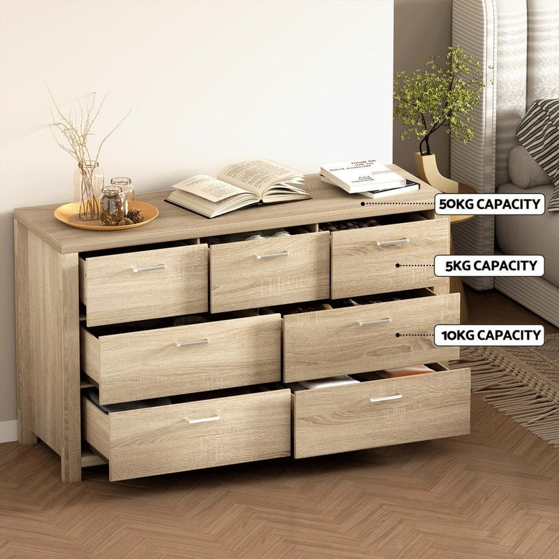 Artiss 7 Chest of Drawers - MAXI Pine Payday Deals