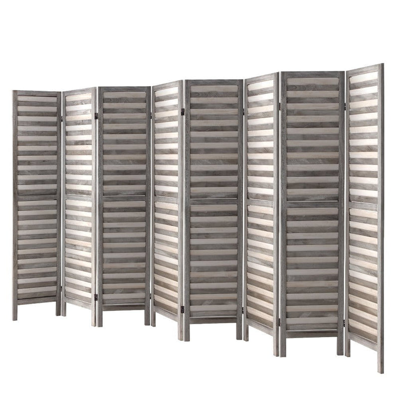 Artiss 8 Panel Room Divider Screen 326x170cm Louver Grey Payday Deals