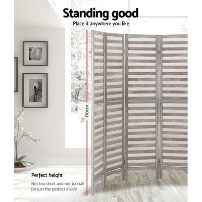 Artiss 8 Panel Room Divider Screen 326x170cm Louver Grey Payday Deals