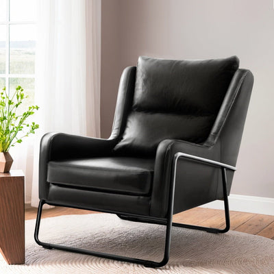 Artiss Armchair Accent Chair PU Leather Wingback Black Payday Deals