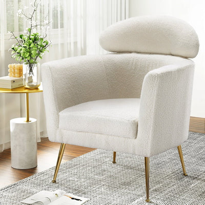 Artiss Armchair Boucle Fabric White Yoli Payday Deals