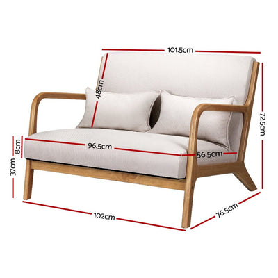 Artiss Armchair Lounge Chair Accent Armchairs Couch Sofa Loveseat Beige Wood Payday Deals