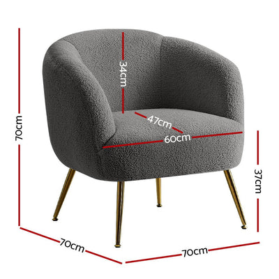 Artiss Armchair Lounge Chair Accent Chairs Arm Armchairs Sherpa Boucle Charcoal Payday Deals